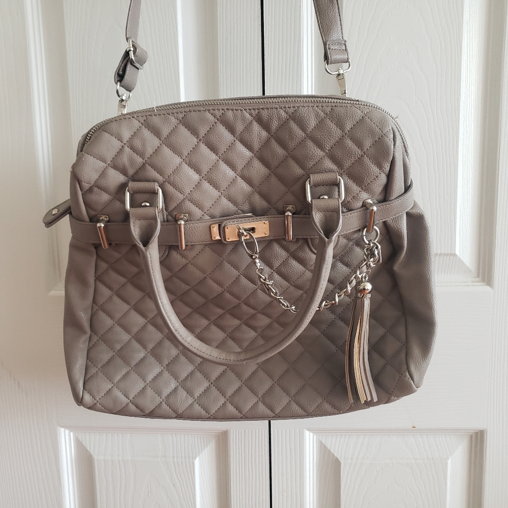 Steven Madden Light Gray Embossed Satchel Purse